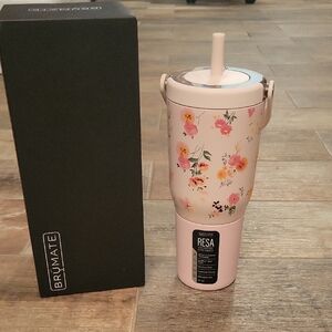 Brumate Platinum Reward 35oz Floral Resa Tumbler with Straw and Handle. NWT RARE